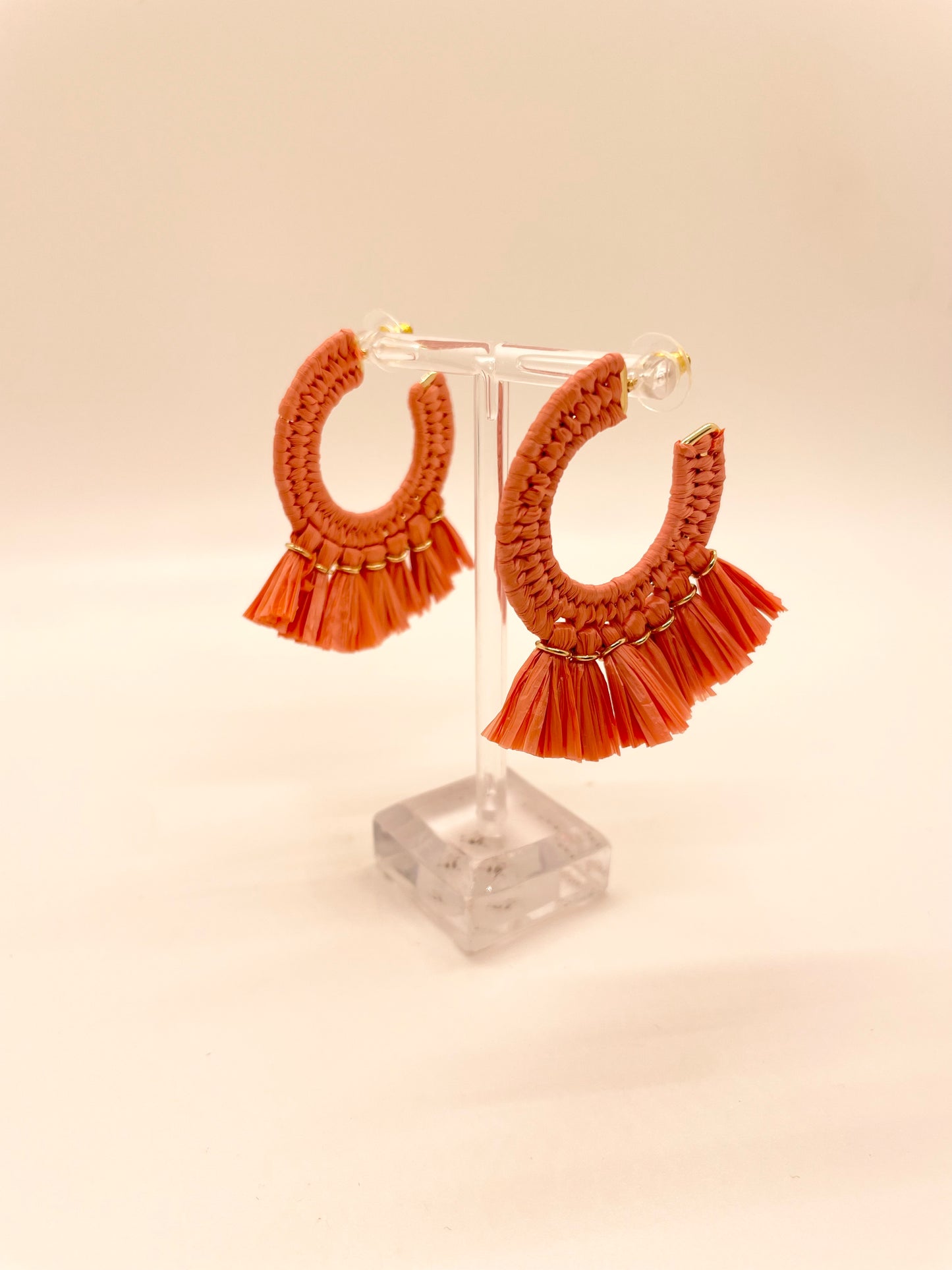 Peach Raffia Hoops