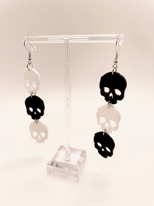 Black & White Skeleton Drop Earrings