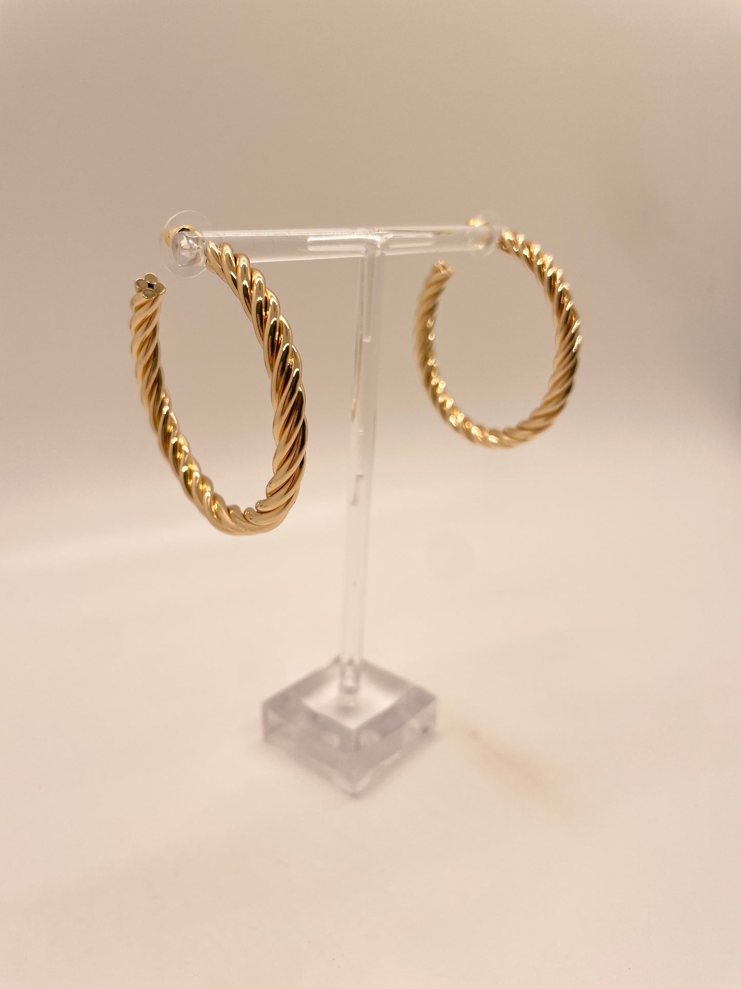 50 mm Gold Rope Textured Hoops