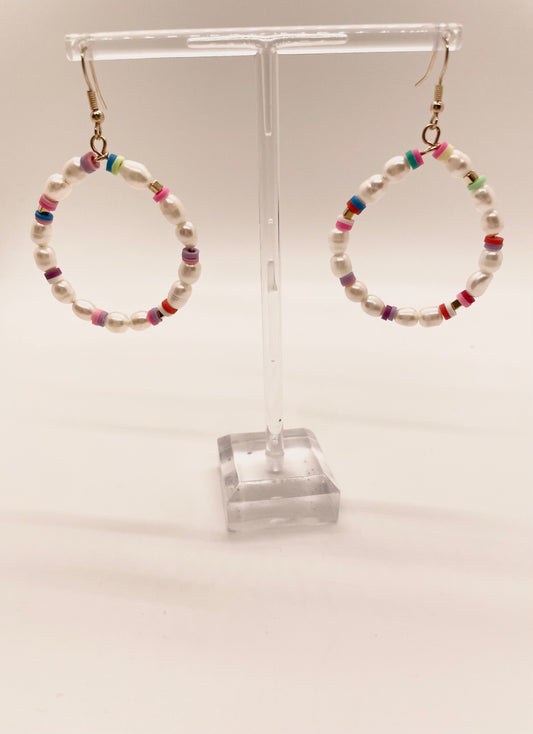 Multicolored Pearl Drop Earrings