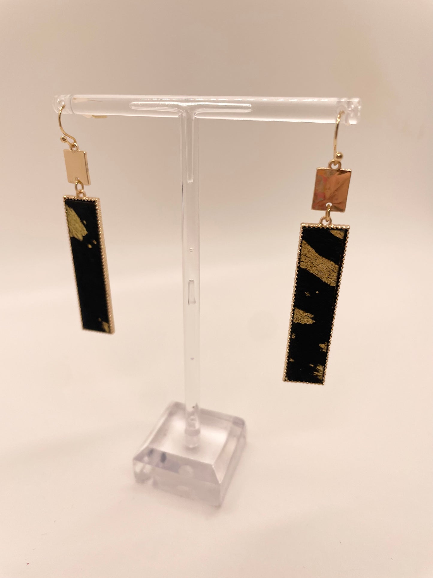 Black Cowhide Earrings