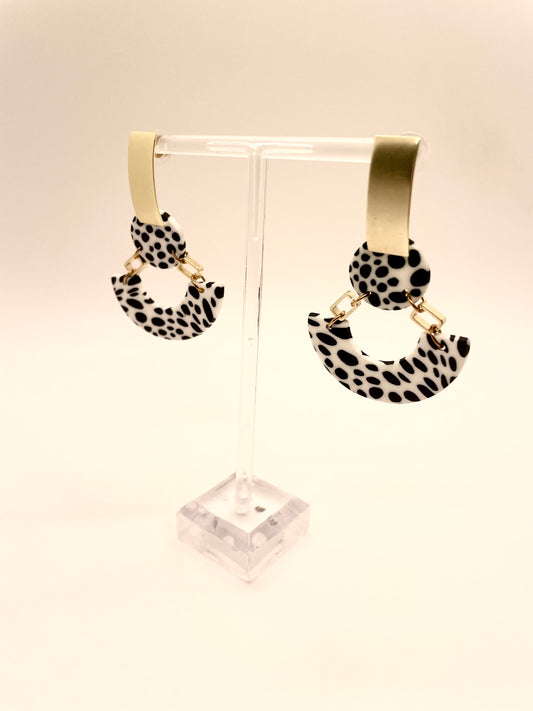 Black & White Spotted Clay Earrings