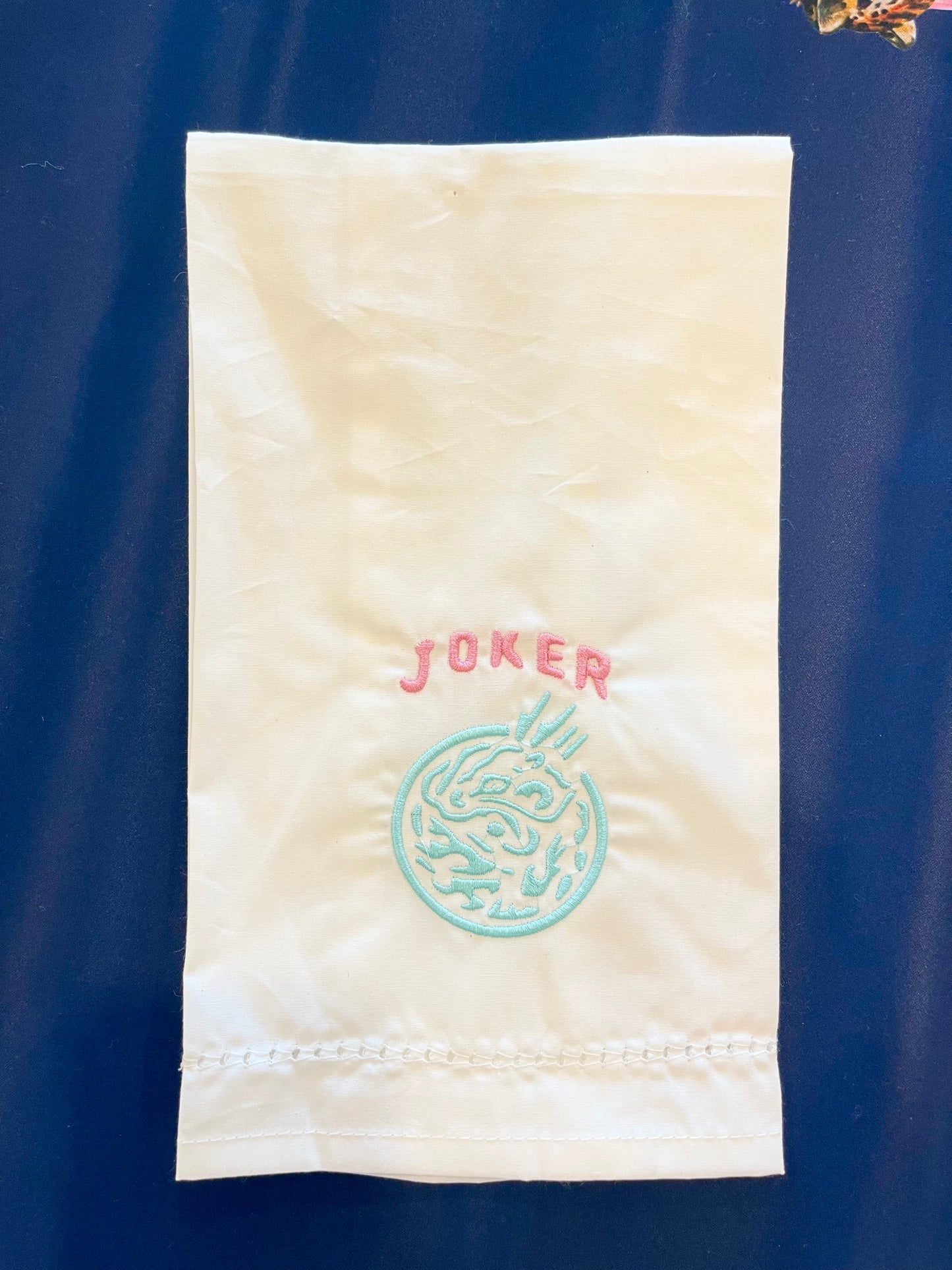 Embroidered Mahjong Tea Towel