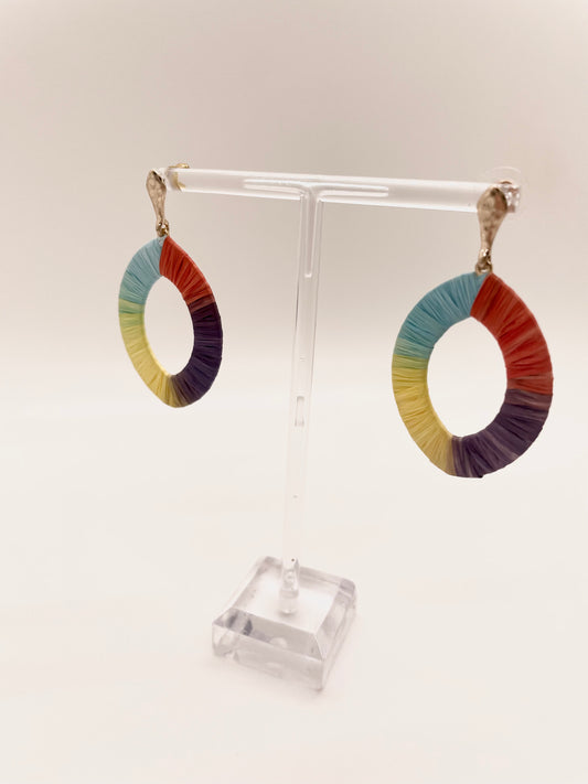 Rainbow Rafia Earrings