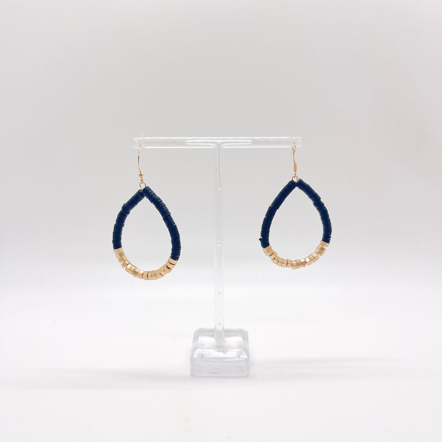 Black and Gold Teardrop Earrings