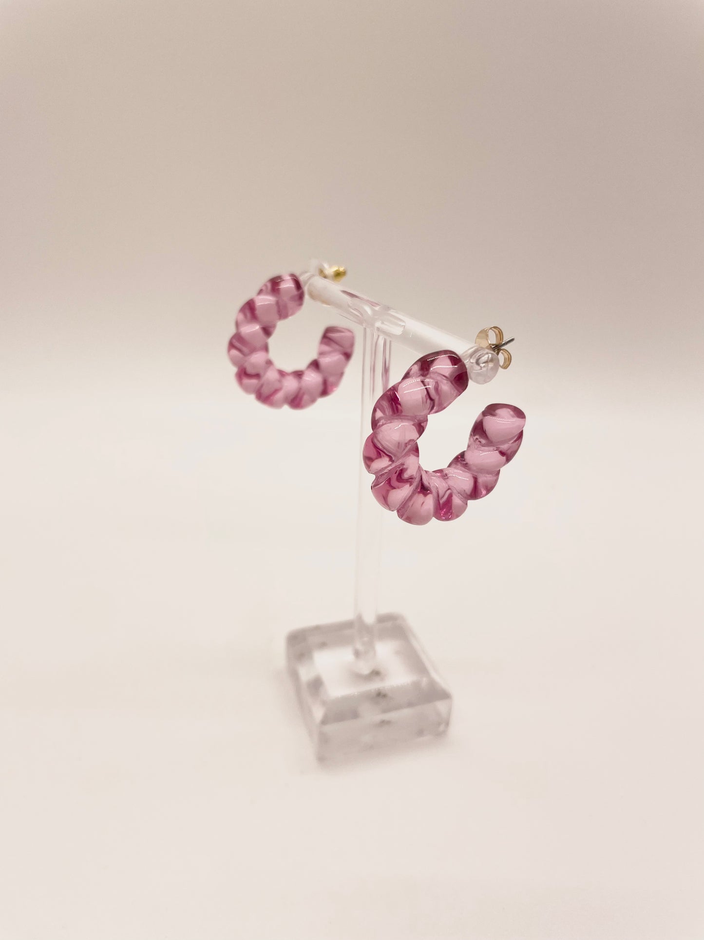 Magenta Rope Mini Hoops