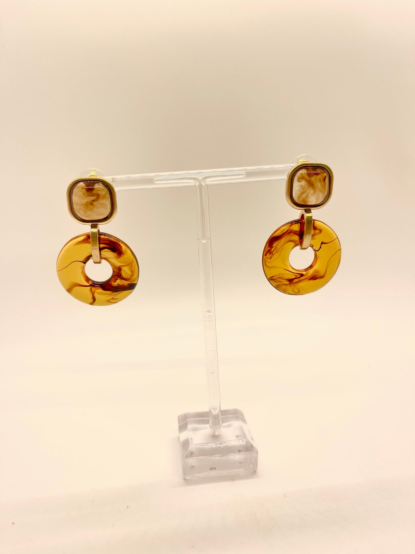 Amber Resin Drop Earrings