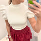 White Puff Sleeve Bodysuit