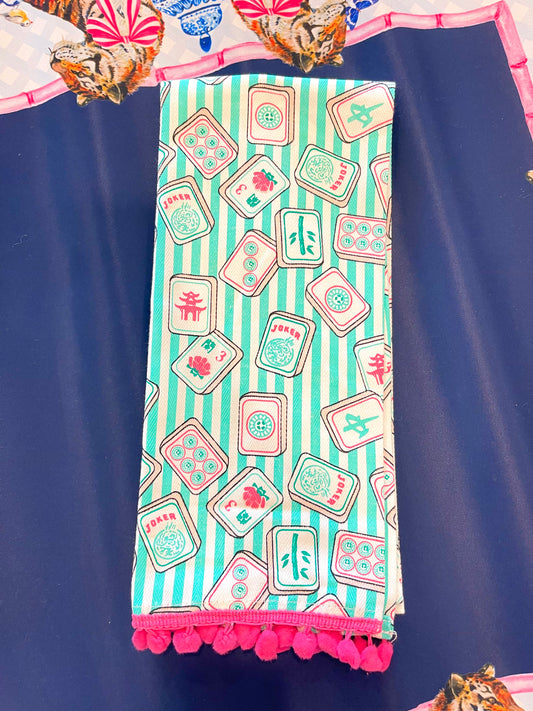 Mahjong Pom Pom Tea Towel