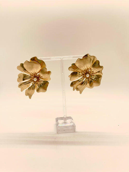 Pearl Flower Statement Earrings