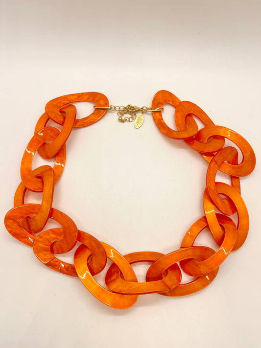 Resin Statement Necklace in Burnt Orange