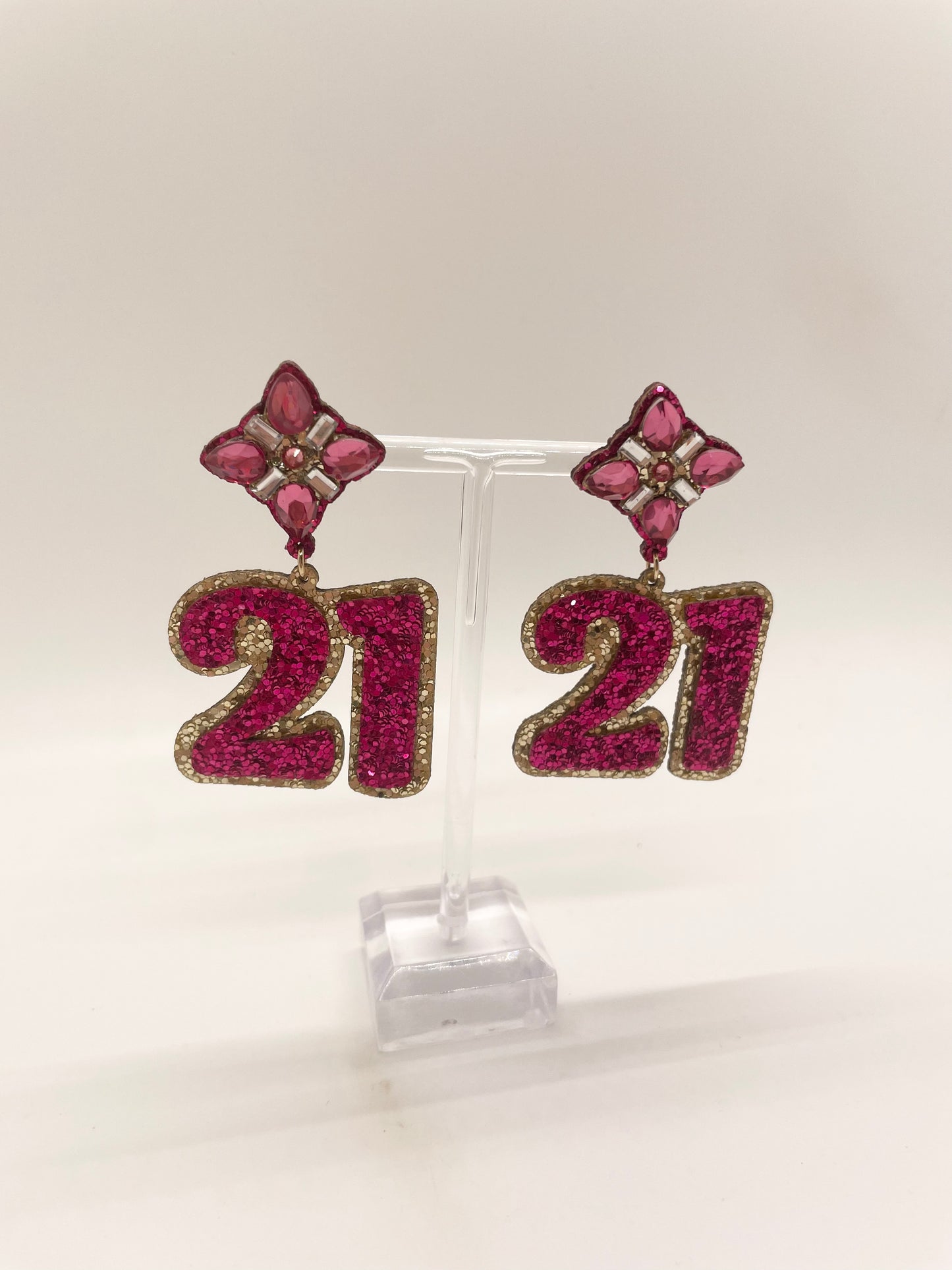 Hot Pink "21" Drop Earring