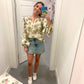 Sage Floral Ruffle Blouse