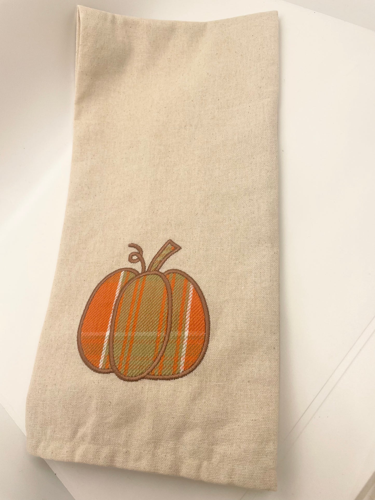 Harvest Plaid Pumpkin Hand Towel