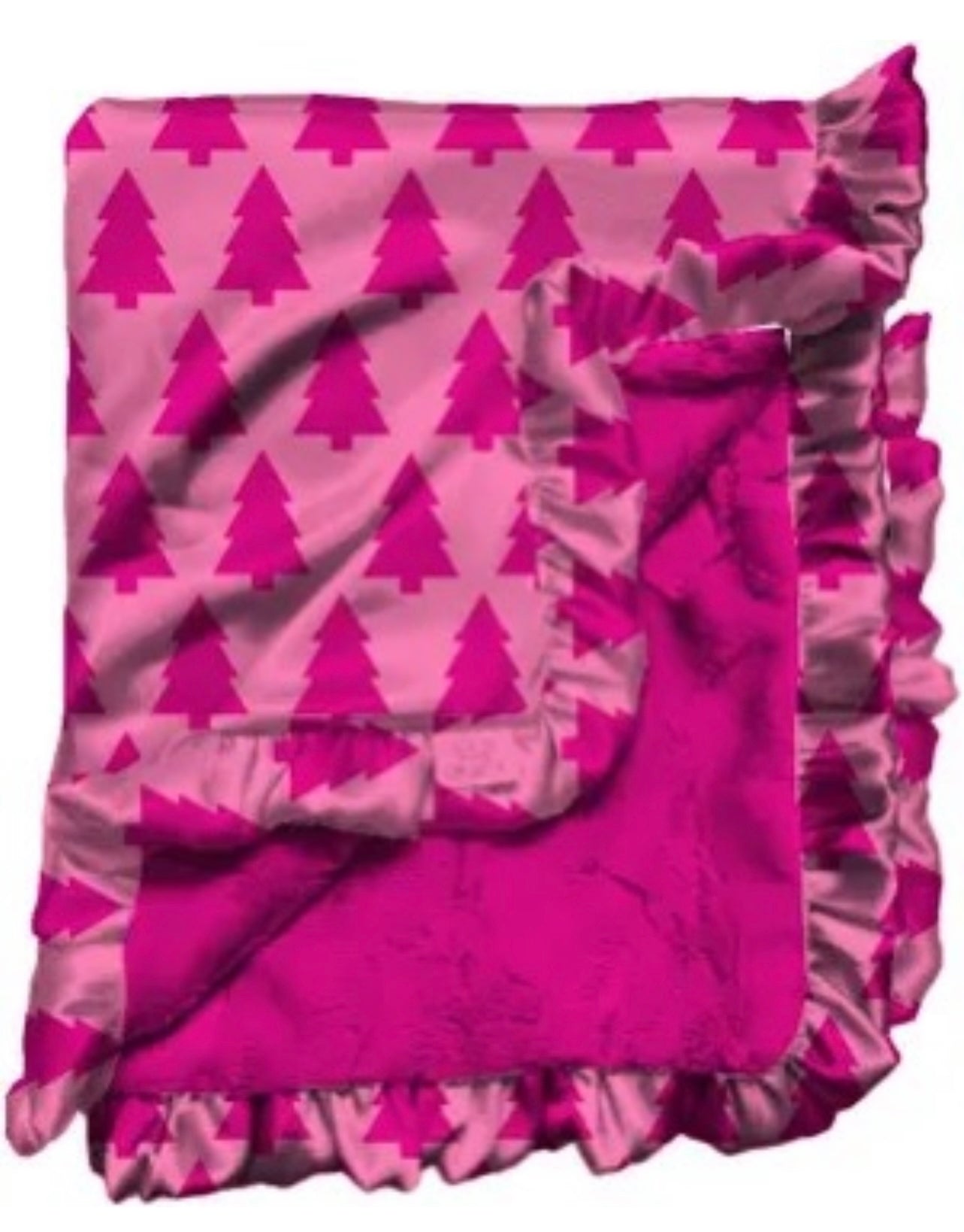 Dreaming of a Pink Christmas Satin Ruffle Blanket