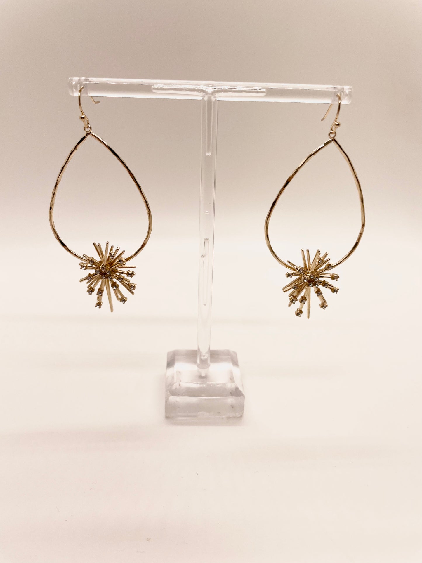 Gold Oval with Starburst Earrings