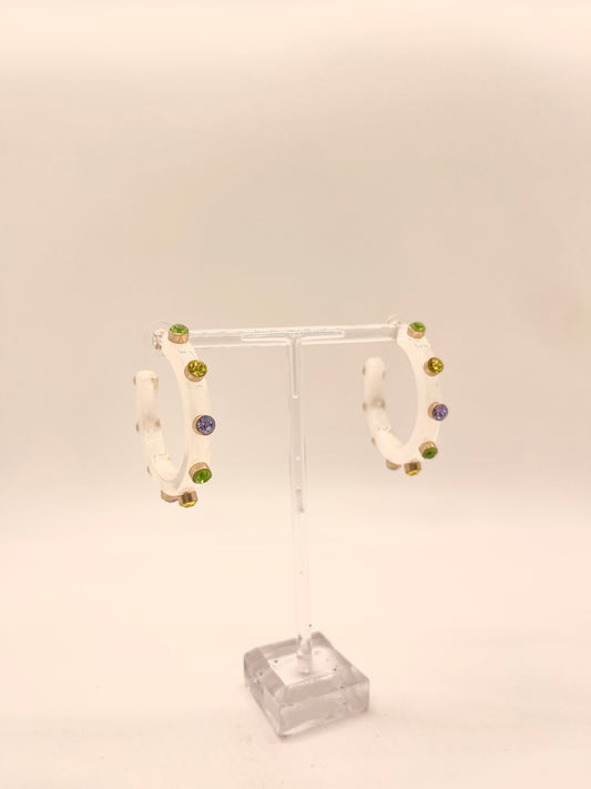 Mardi Gras Resin Rhinestone Hoops