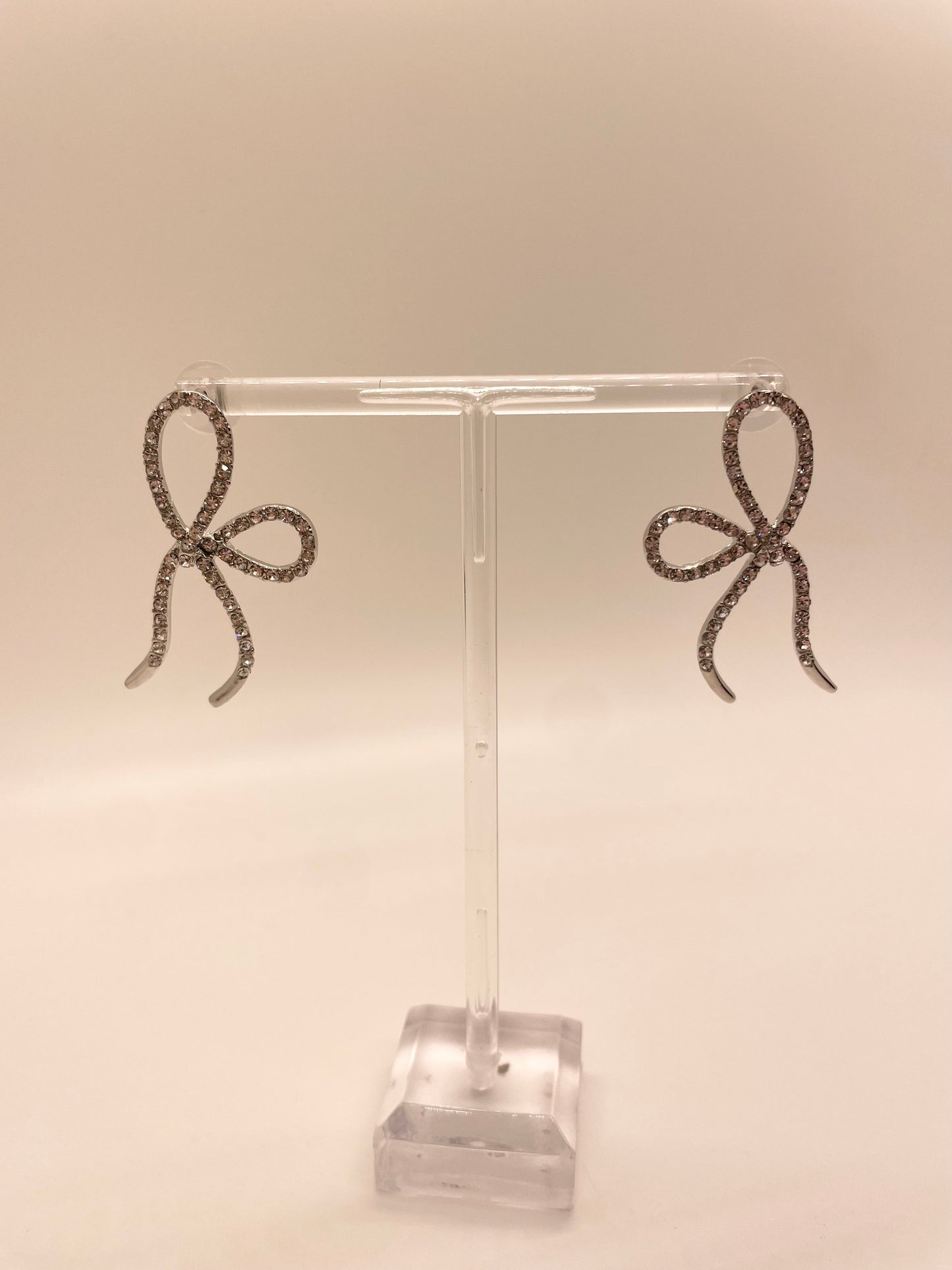 Silver Sideways Bow Earrings