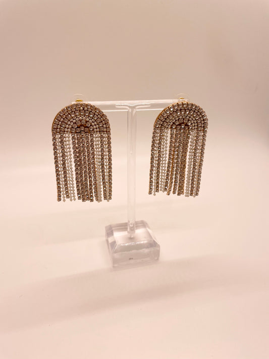 Rhinestone Chain Fringe Earrings
