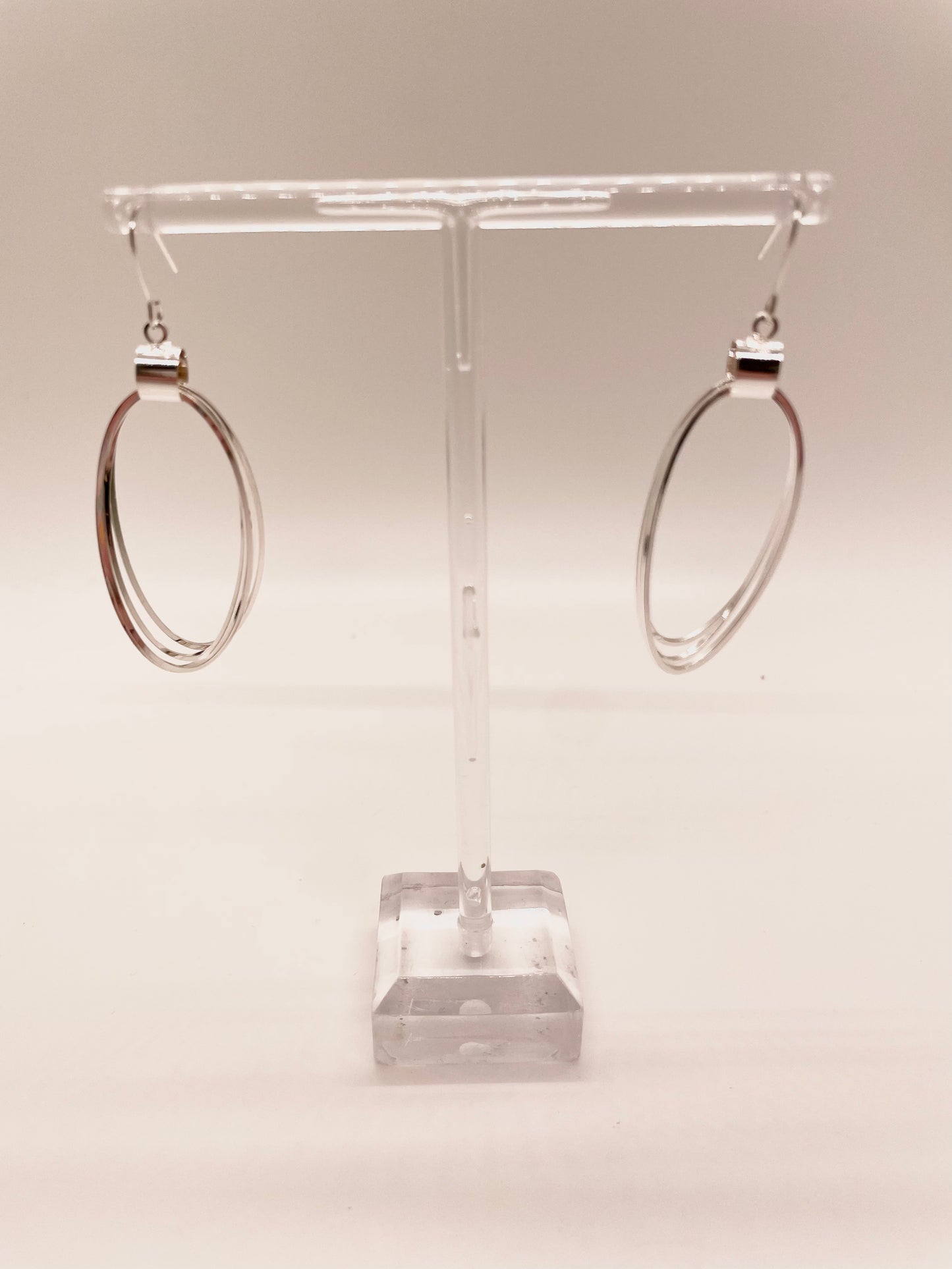 Silver Oval Statement Earrings