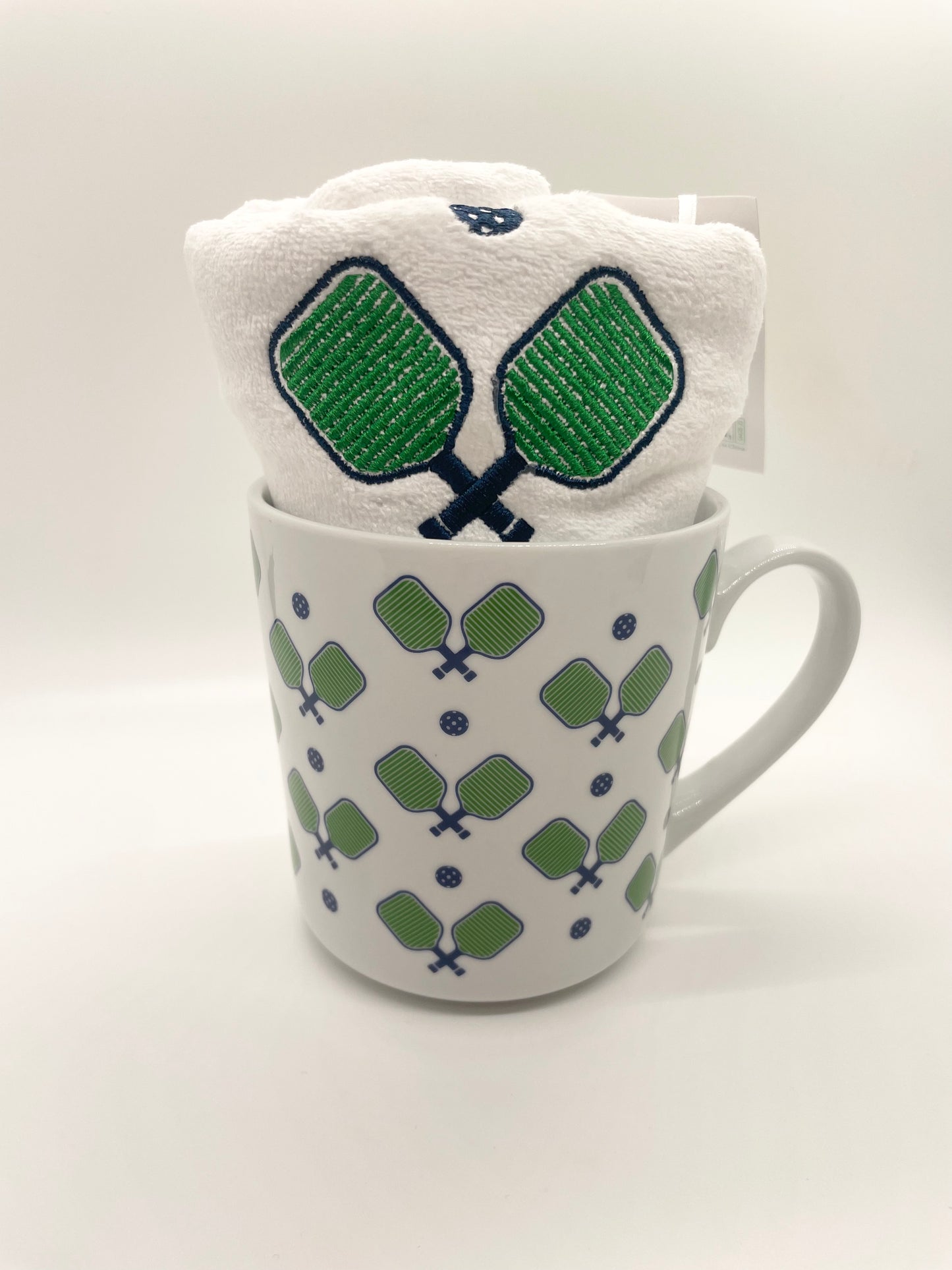 Pickleball Mug with Embroidered Towel