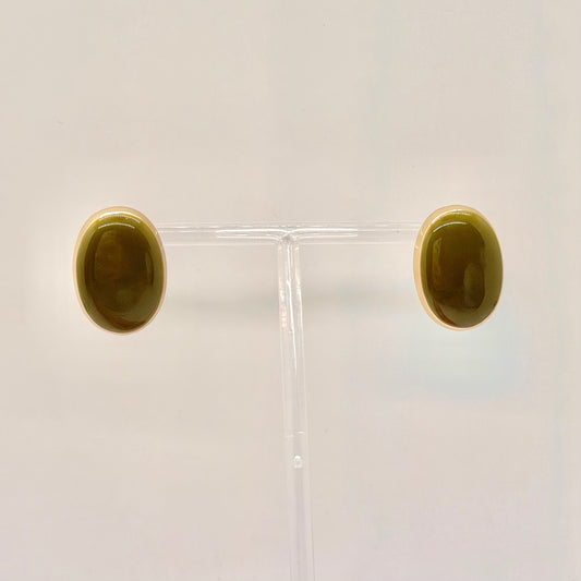 Chartreuse Oval Studs
