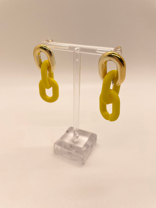 Yellow & Gold Chain Link Earrings