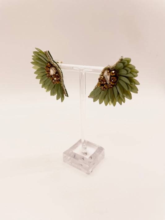 Green Feather Earrings