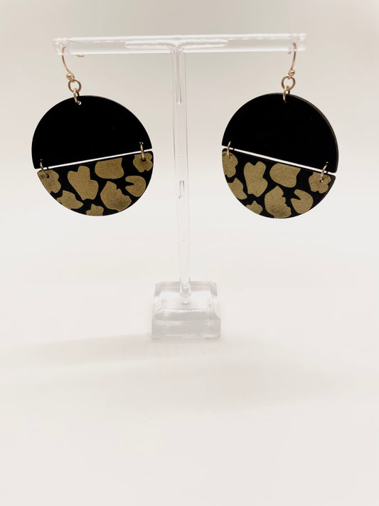 Gold & Black Circle Earrings