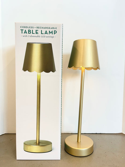 Gold Scalloped Cordless Lamp