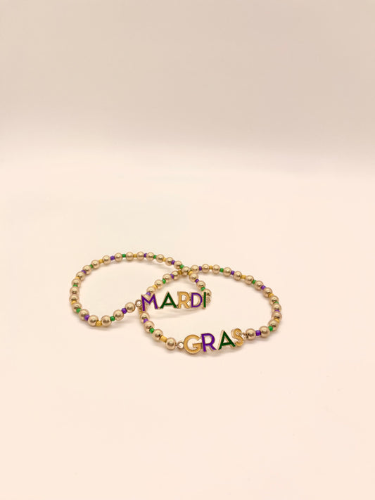 Mardi Gras Bead Bracelet Set