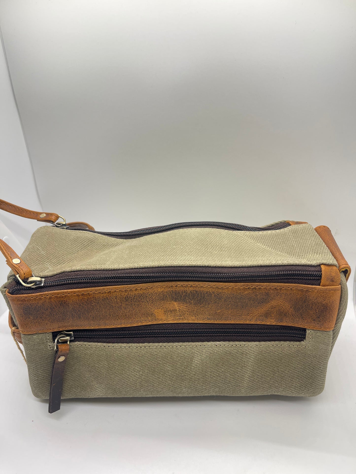 Canvas and Leather Toiletry Bag