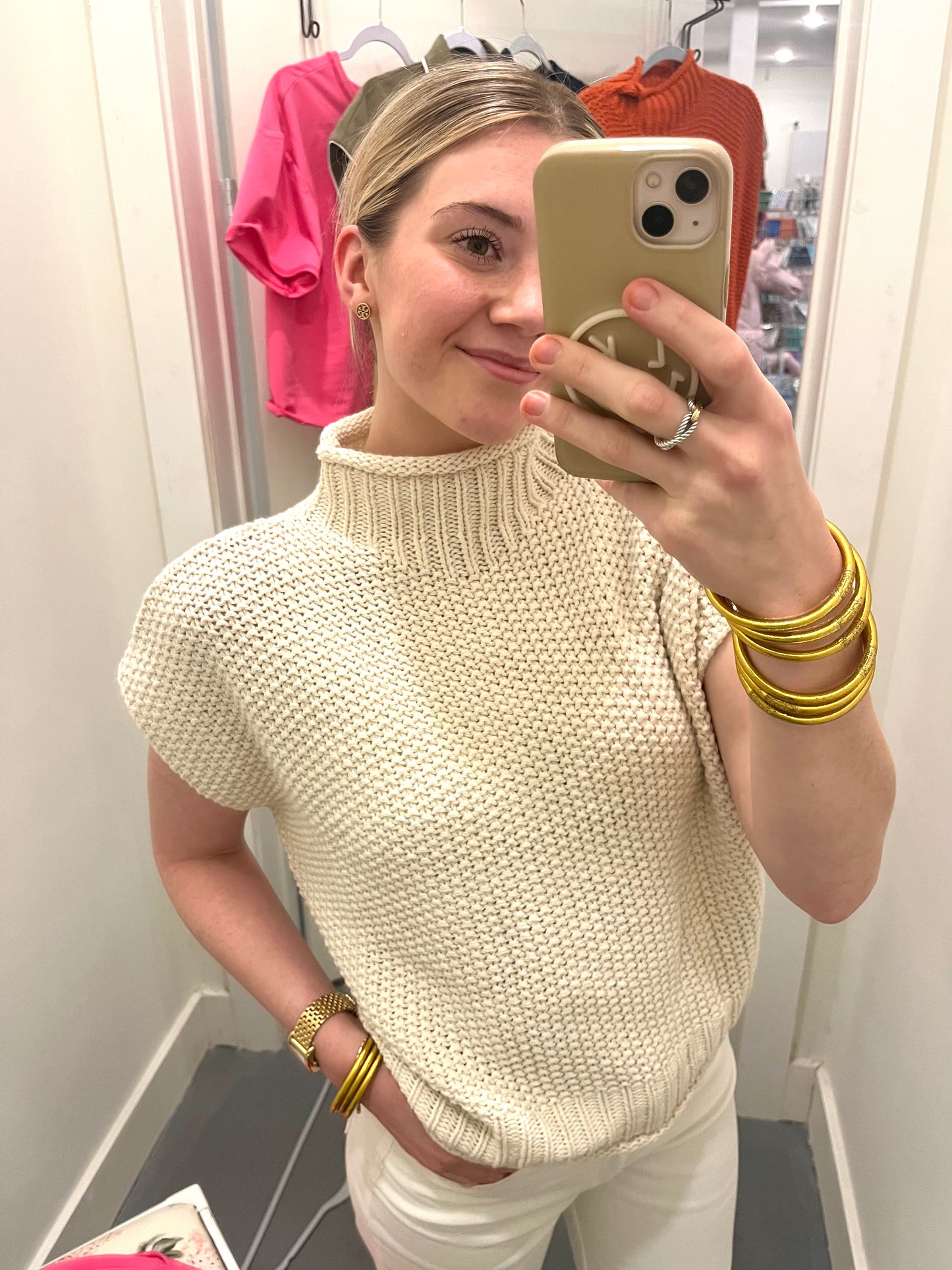 Neutral Mock Neck Sweater Top