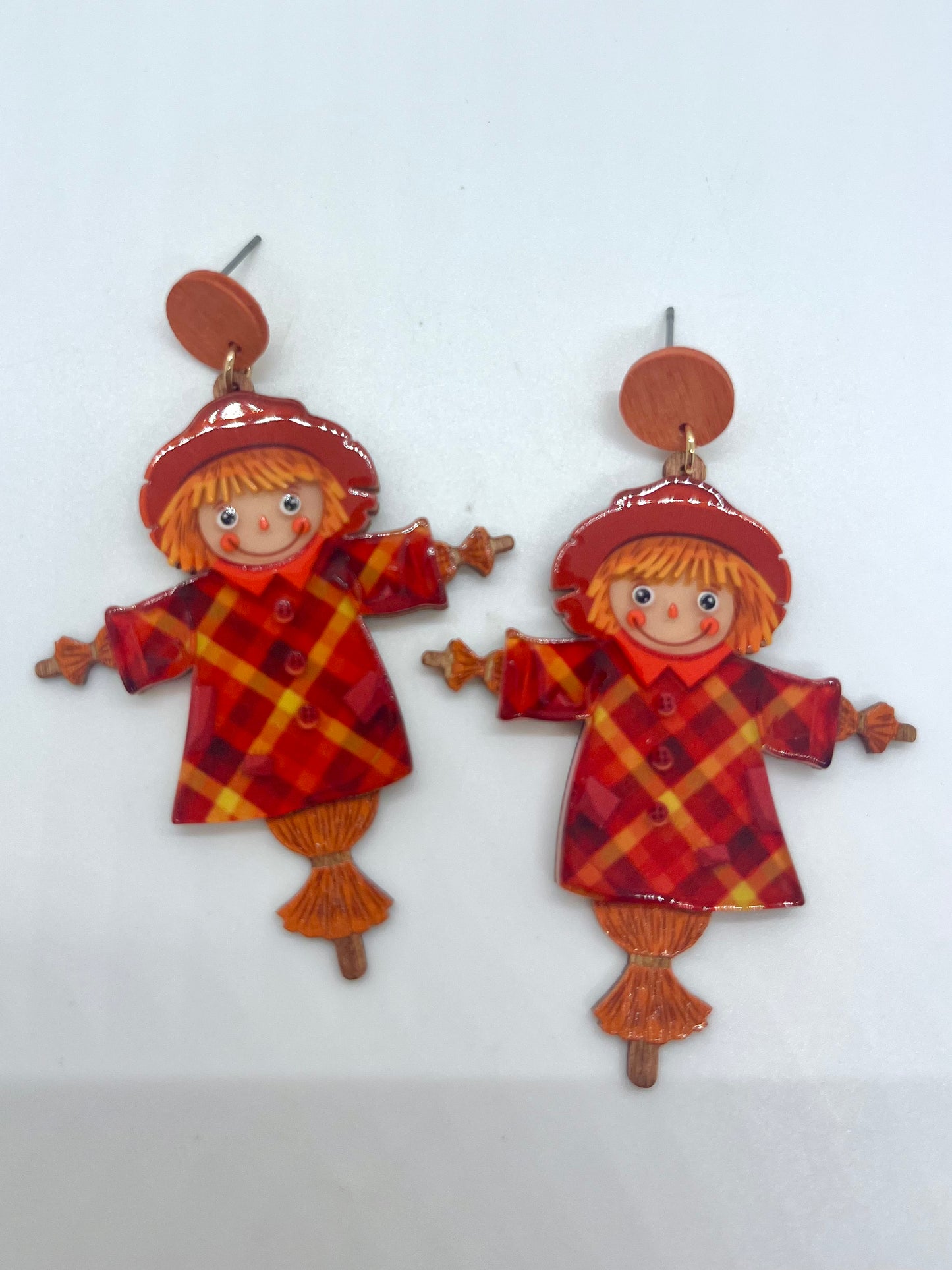 Wood and Acrylic Scarecrow Earrings