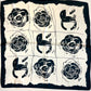 Black and White Flowers Silk Scarf