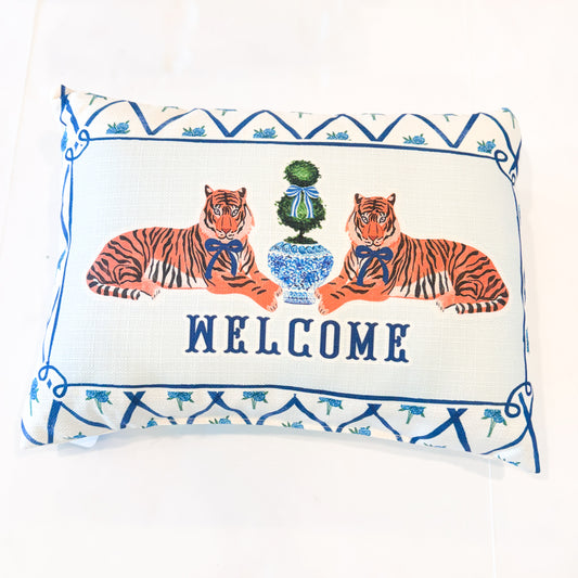 Chinoiserie Welcome Tiger Pillow