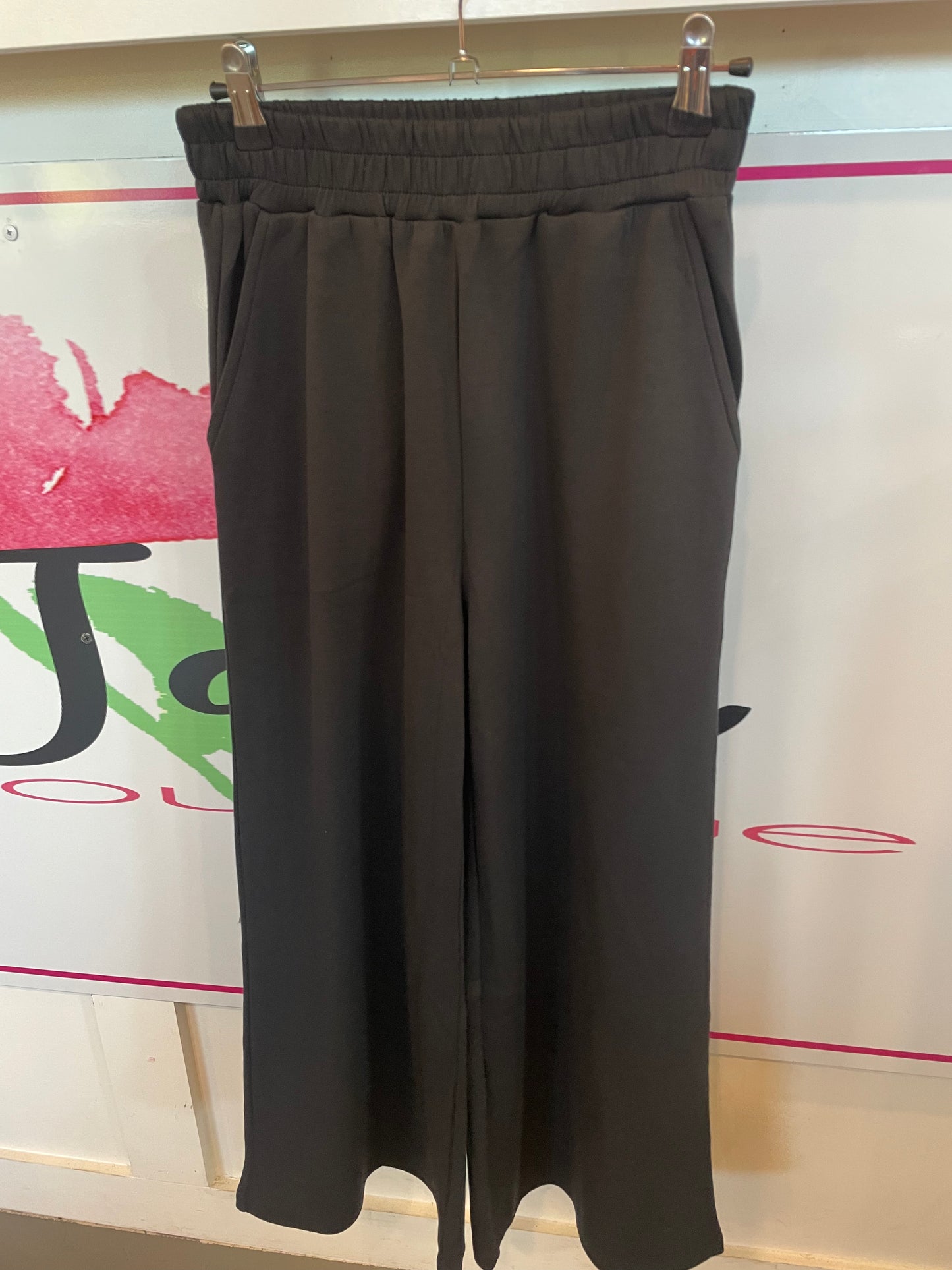 Black Very Soft Cropped Wide Pants