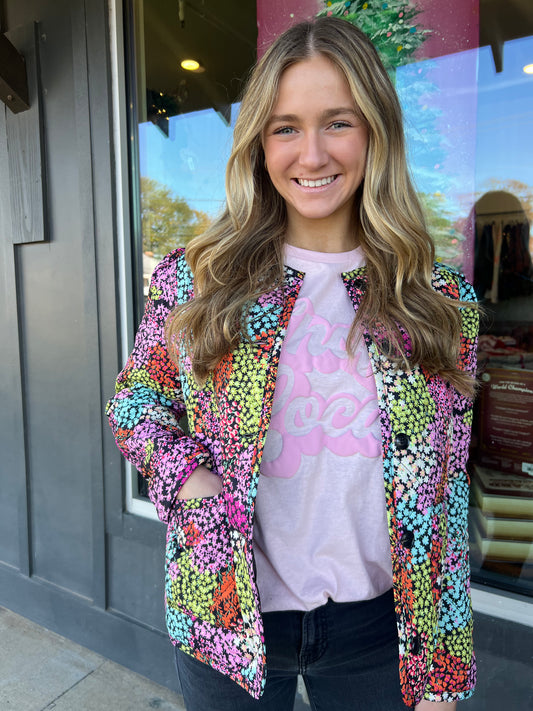 Multicolored Flower Quilted Jacket