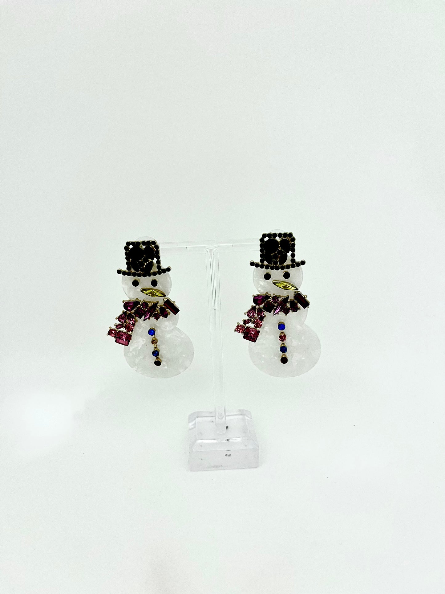Acrylic Snowman with Jewels Earrings