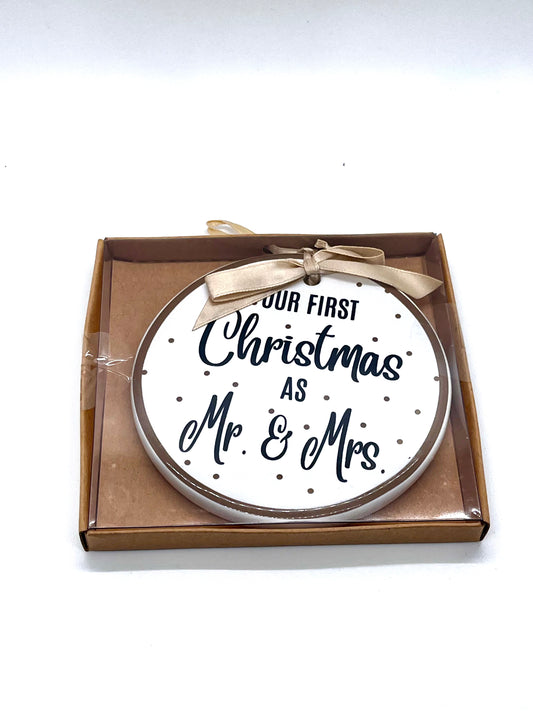 First Christmas as Mr. and Mrs. Ornament 4"