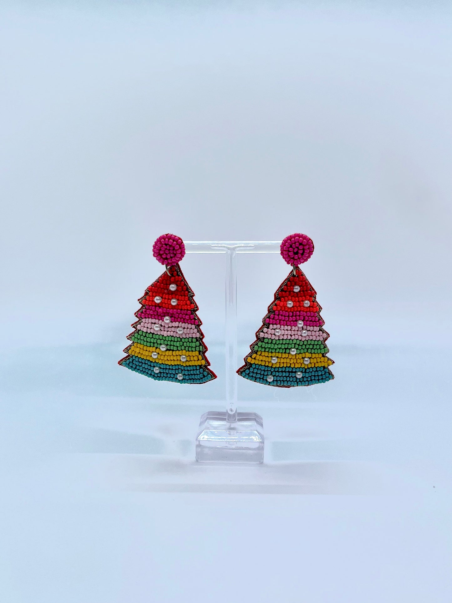 Multicolored Christmas Tree Drop Earrings