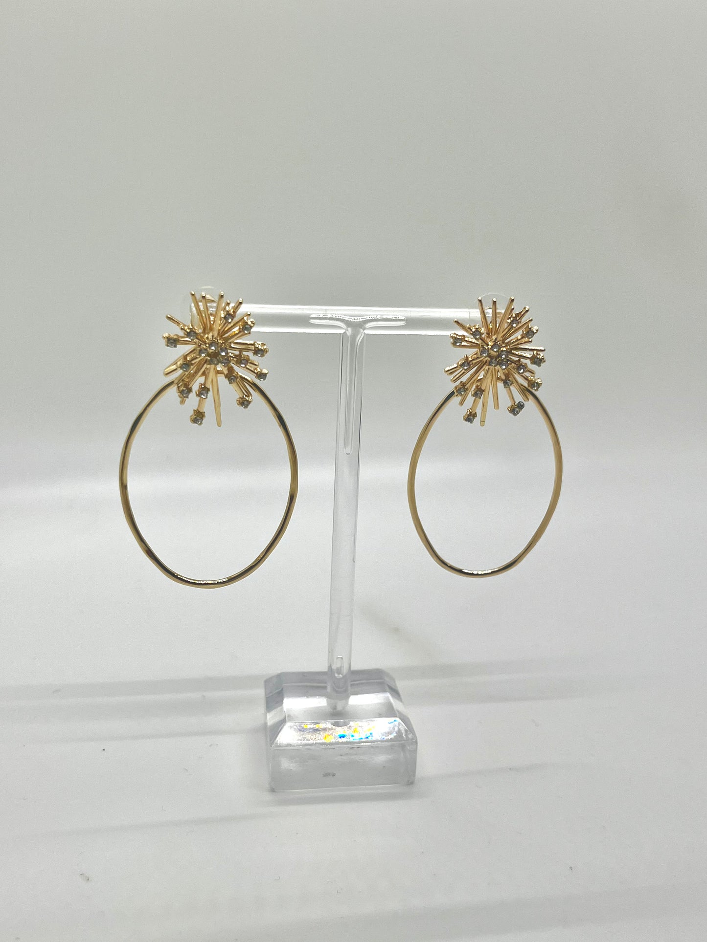 Gold and Rhinestone Loop Earrings