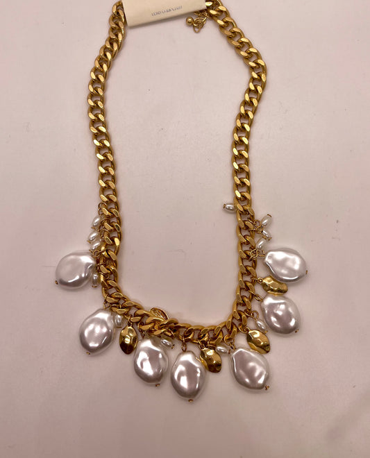 Gold Chain Necklace With Baroque Pearls
