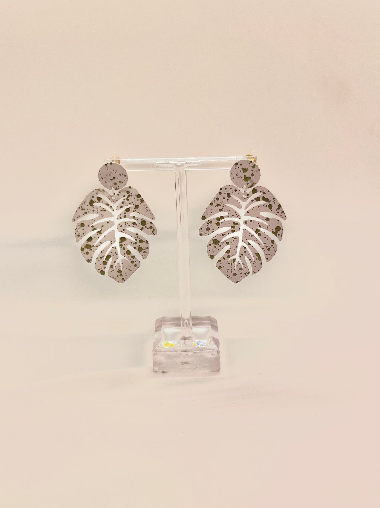 White and Gold Leaf Earrings