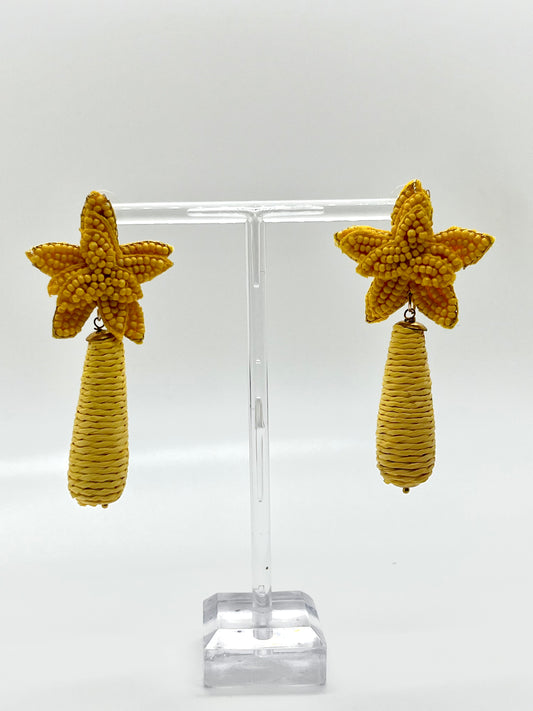 Yellow Flower Wrapped Earrings