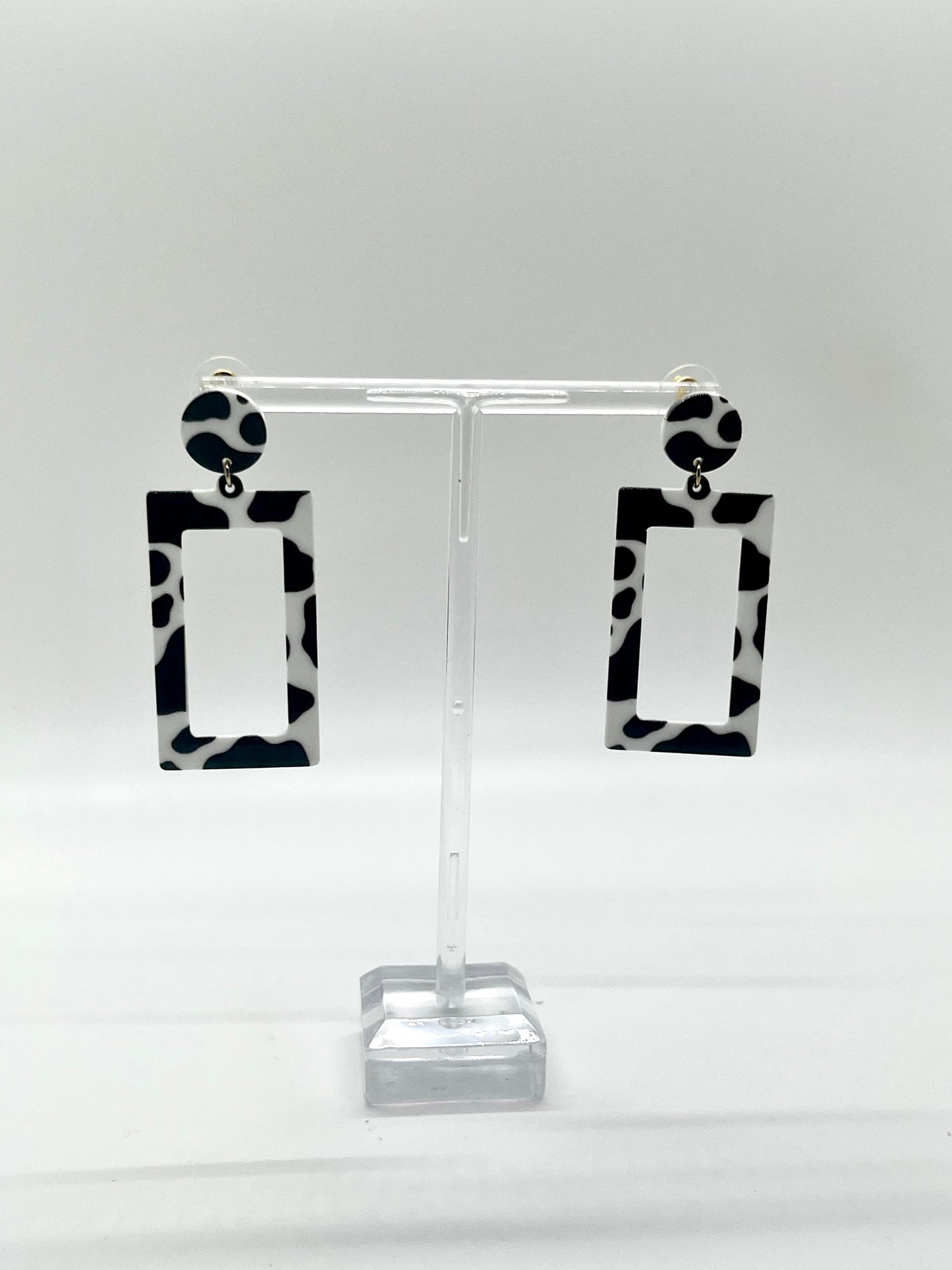 Black and White Cow Print Earrings