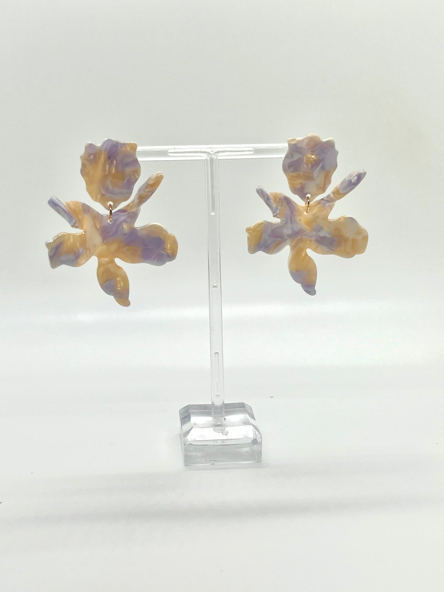 Purple Acrylic Flower Earrings