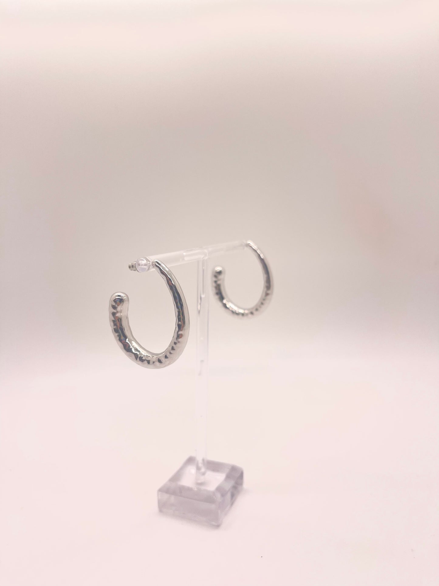 Hammered Oval Hoop Earrings