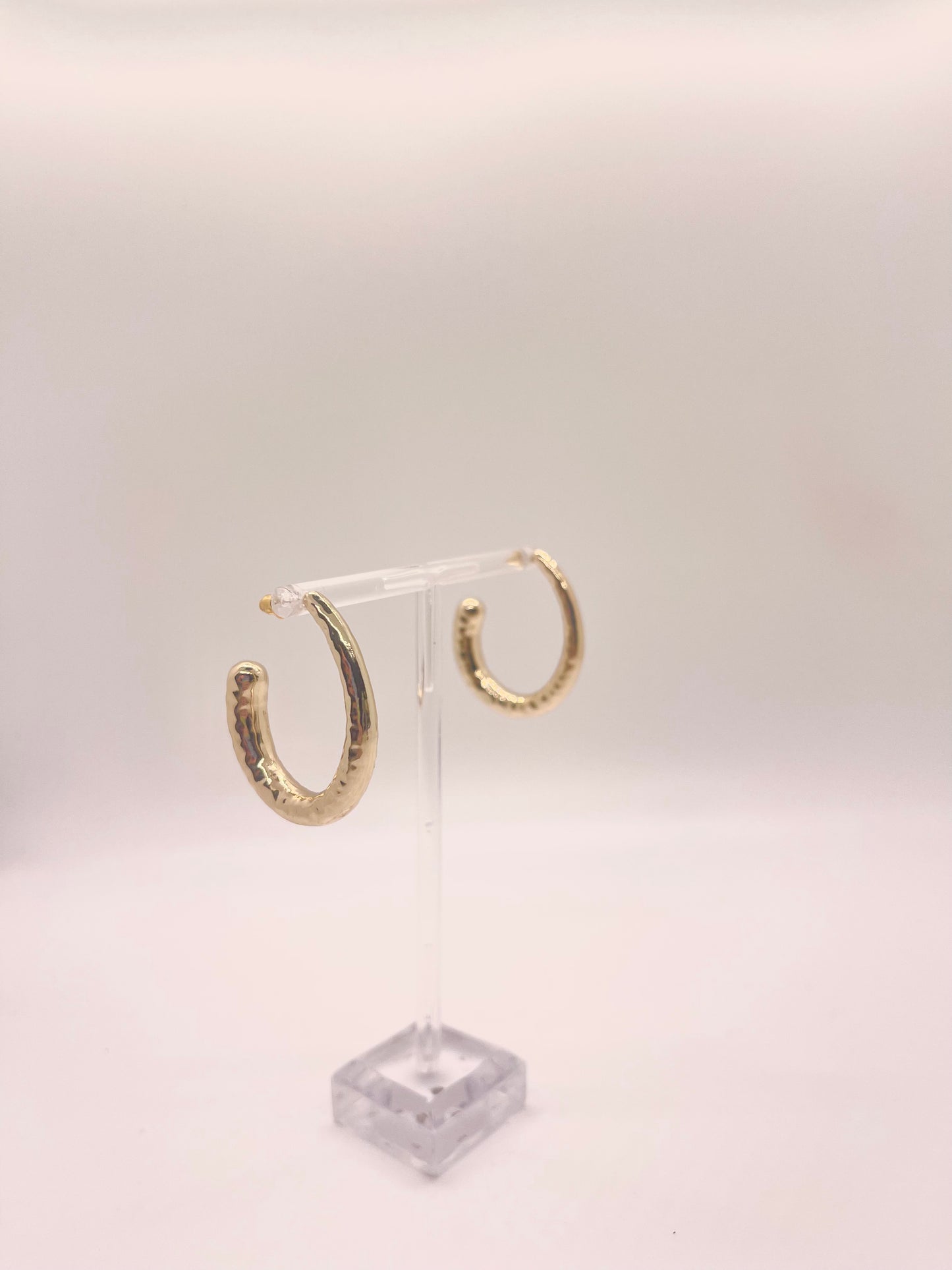 Hammered Oval Hoop Earrings