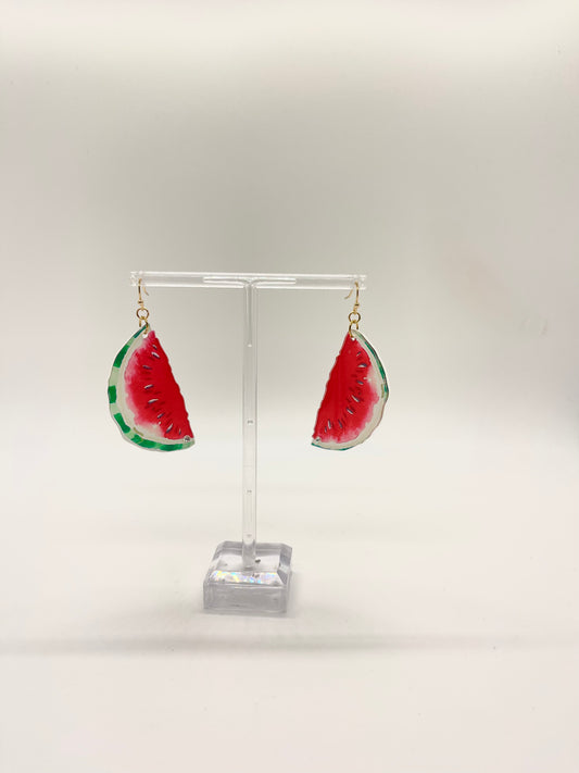 Acrylic Distressed Watermelon Earrings